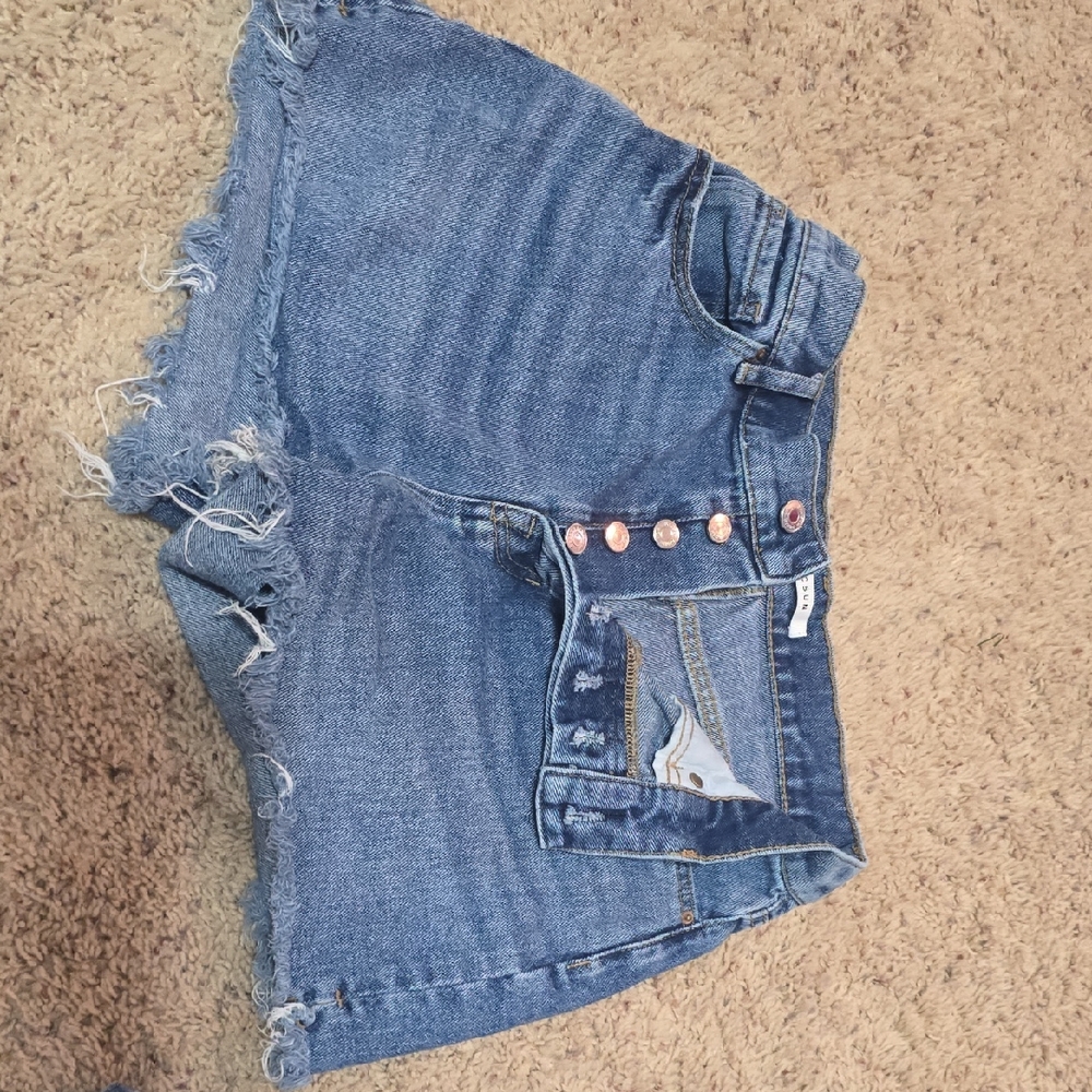 PacSun Blue Jean Shorts Distressed Raw Hem